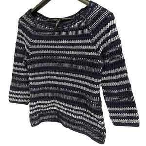 Marc Cain S knit sweater with tiny collar bow EUC looser knit 100 percent cotton